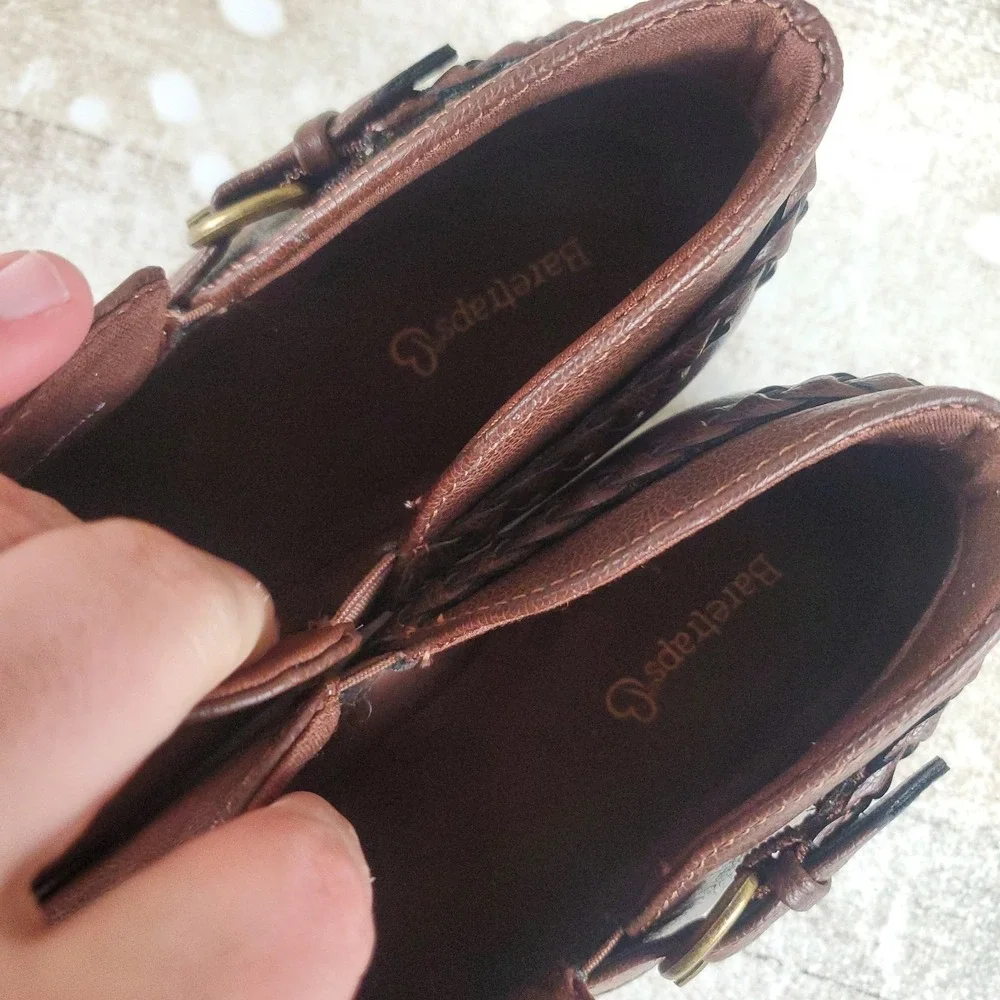 Baretraps Palmer Women Ankle Bootie Sz 11 M Brush Brown Leather Buckle Round Toe